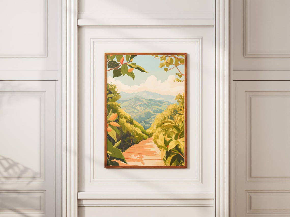 Winding Tea Plantation Path Through Green Rolling Hills Poster - Image 2