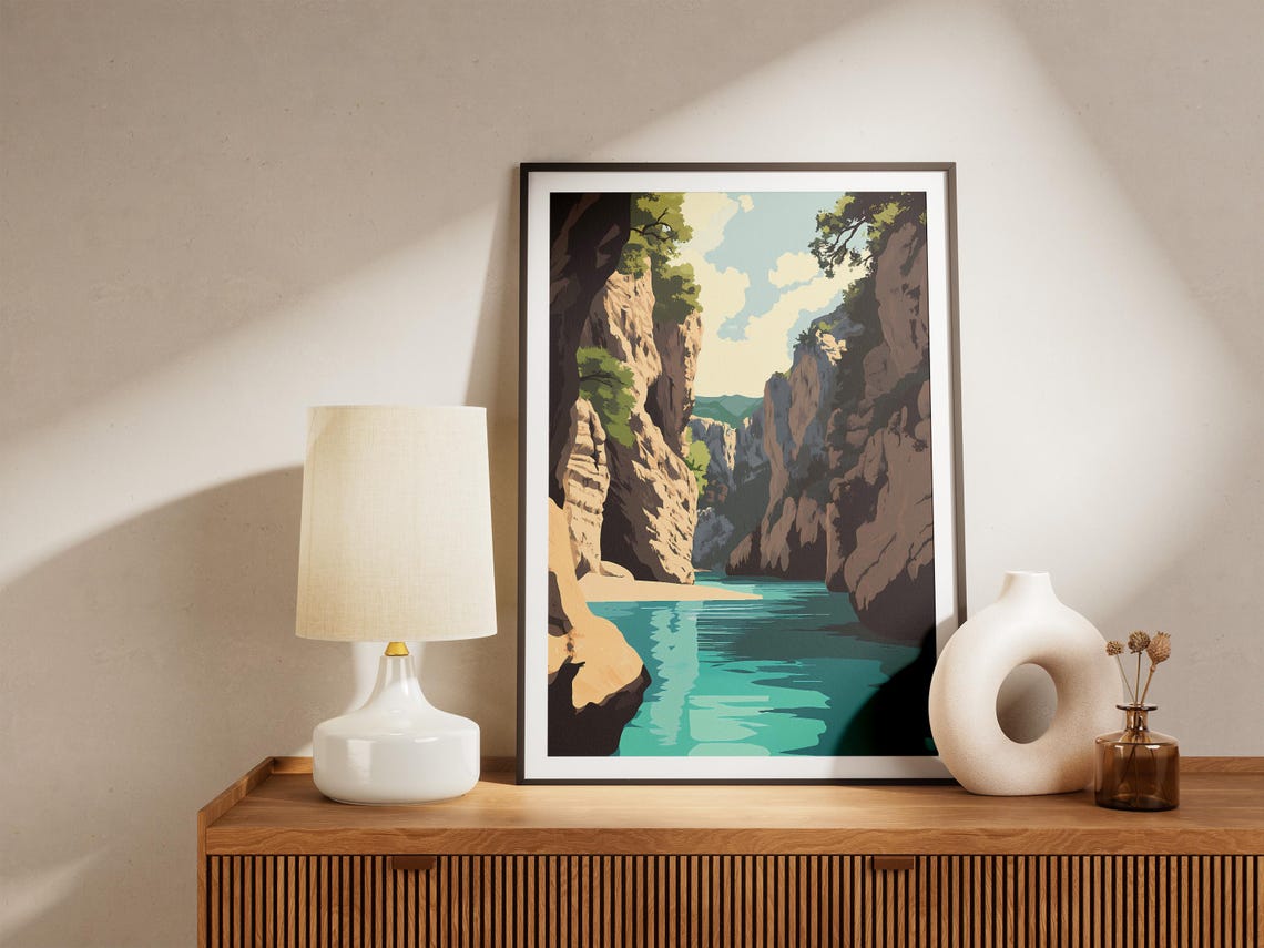 Samaria Gorge Crete Rocky Canyon Turquoise River Trail Poster - Image 5