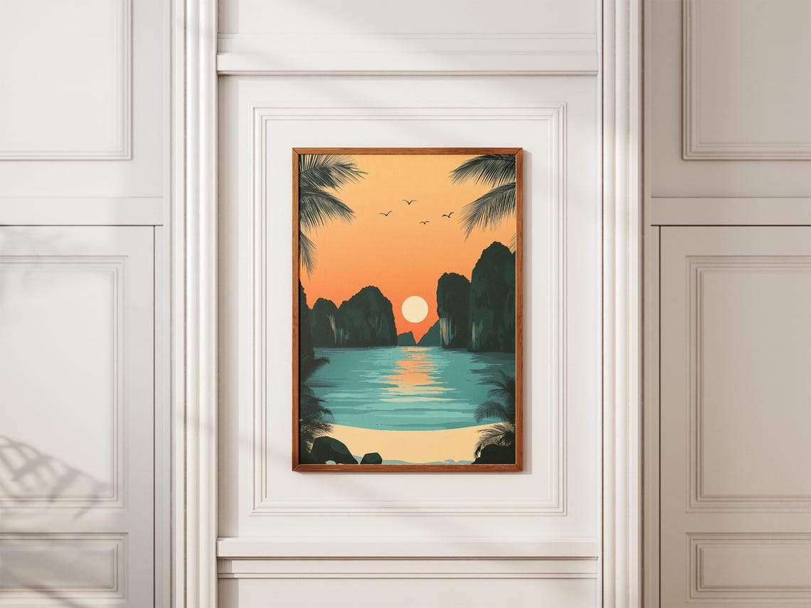 Phang Nga Bay Thailand Sunset Limestone Cliffs Seascape Poster - Image 2