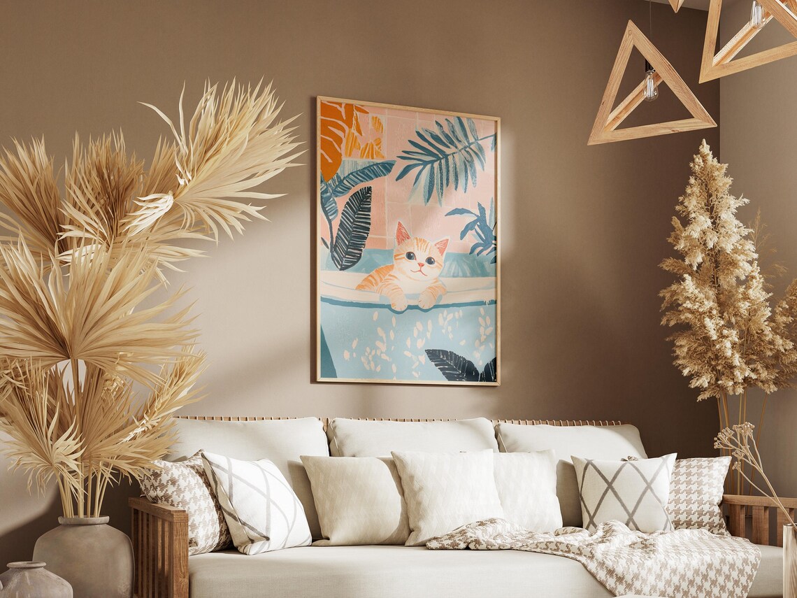 Playful Kitten In Bathtub Art Print, Cute Nursery Decor - Image 3