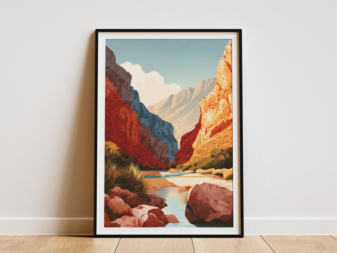 Big Bend National Park Rio Grande River Canyon Texas Art Poster