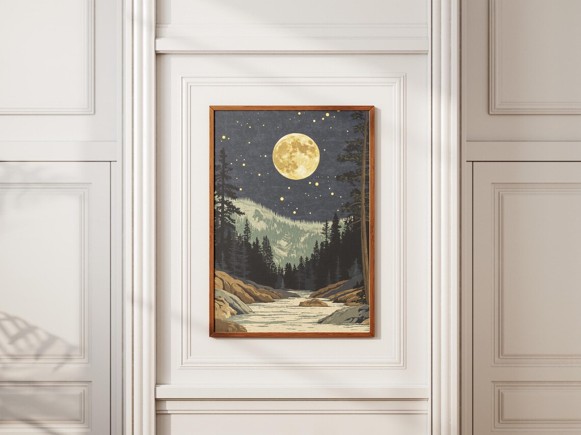 Kings Canyon National Park Moonlit River Vintage Travel Poster - Image 2