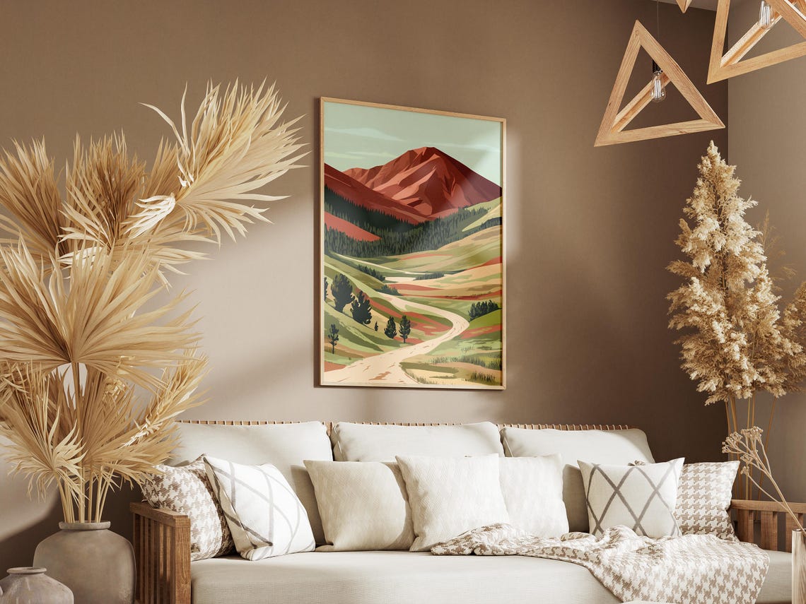 Ubsunur Hollow Glowing Red Mountain Winding Road Mongolia Poster - Image 3