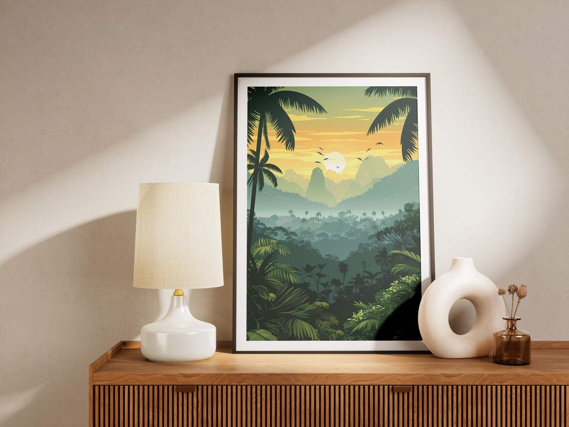 Amazon Rainforest Poster Tropical Jungle Print Nature Wall Art Green Botanical Decor Midcentury Modern Wall Decor - Image 2