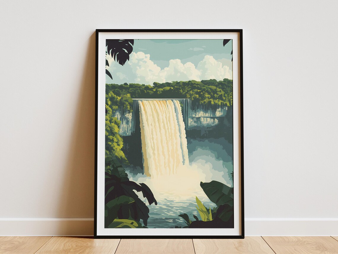 Kaieteur Falls Guyana Golden Waterfall Jungle Landscape Poster