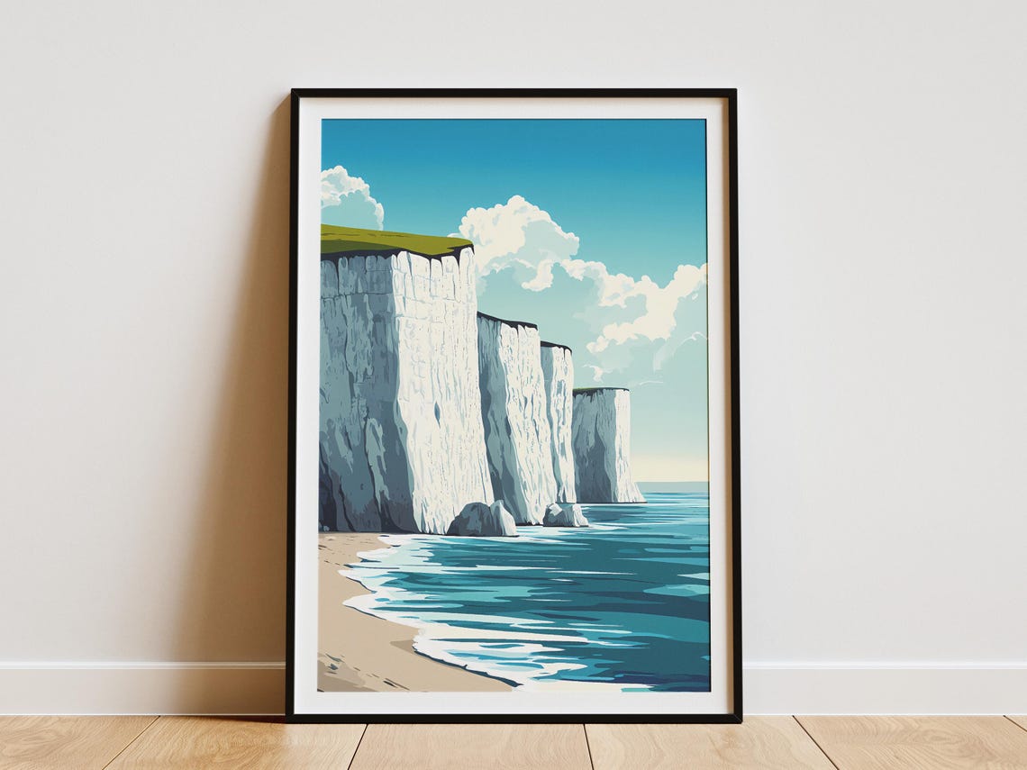 White Cliffs Of Dover England Chalk Cliffs Coastal Travel Poster