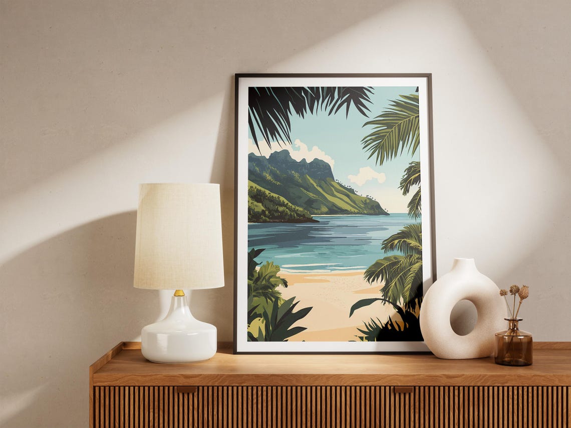 Fatu Hiva French Polynesia Lush Green Island Peaks Beach Poster - Image 5