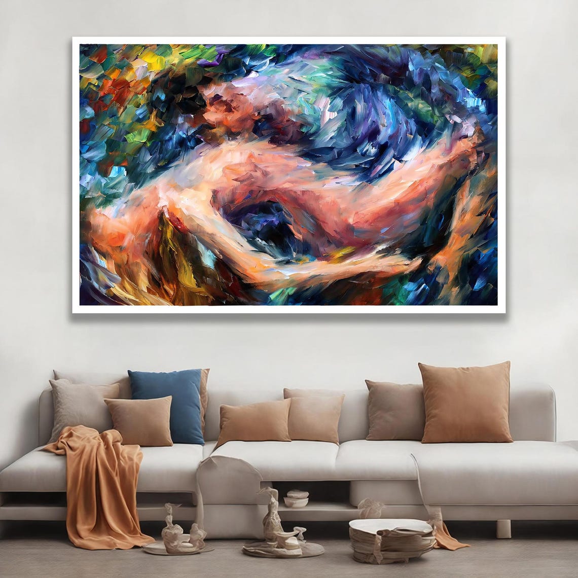 Colorful Dancing Couple Abstract Impasto Movement Art Poster
