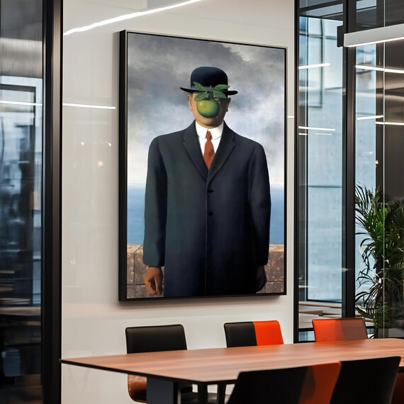 Magritte The Son of Man Surrealist Bowler Hat Apple Art Poster