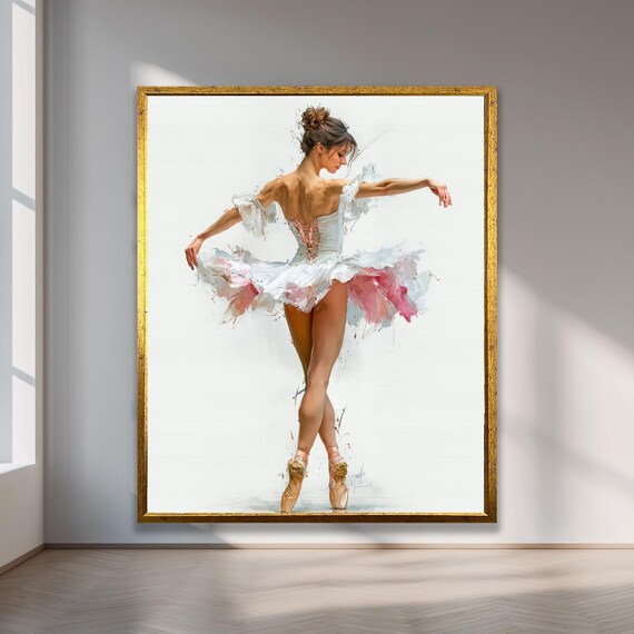 Elegant Ballerina Canvas Wall Art Watercolor Style Ballet Dancer For Soft Modern Decor