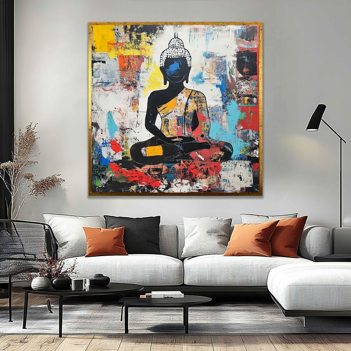 Colorful Abstract Buddha Meditating Graffiti Zen Meditation Art Poster