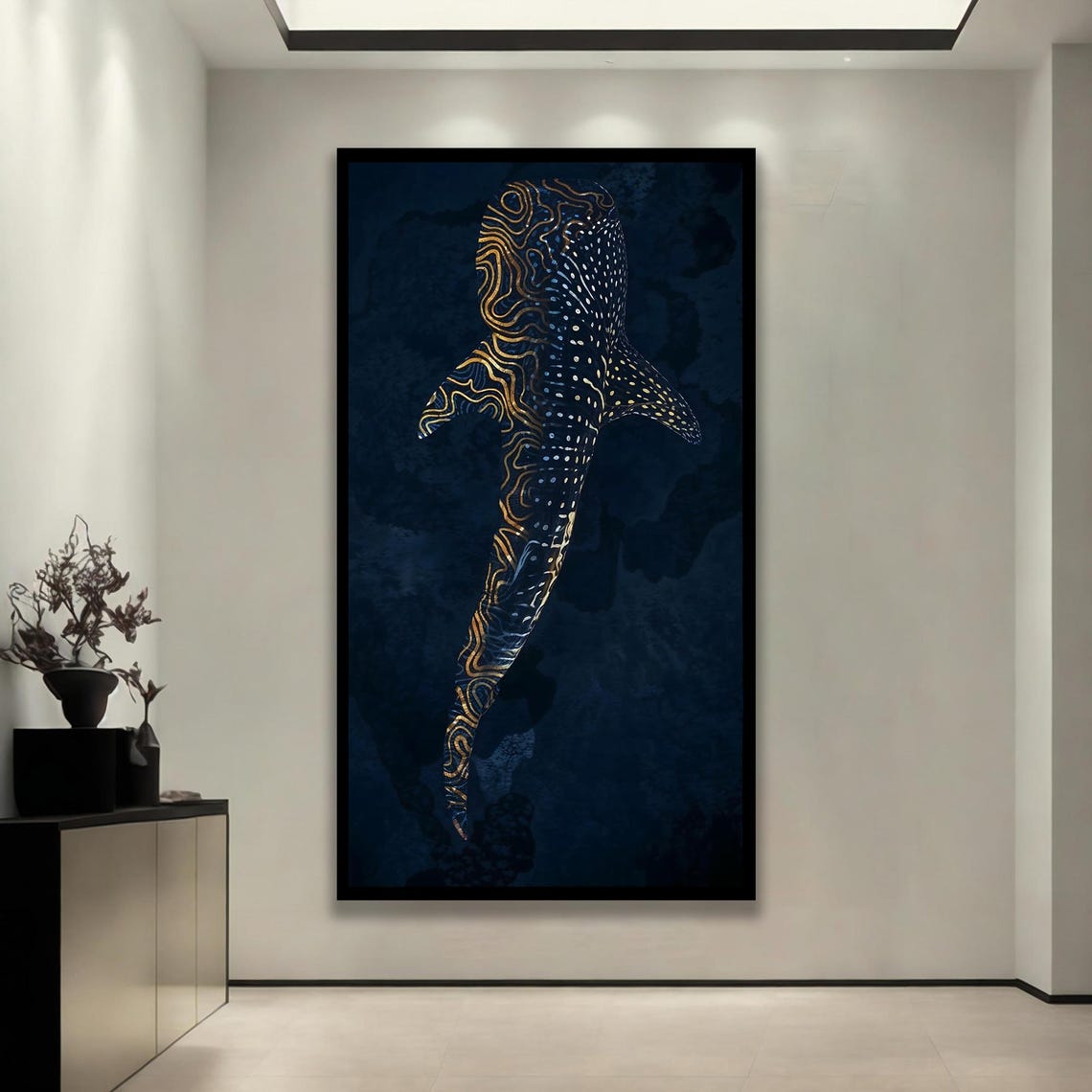 Whale Line Art Print Framed Ocean Wall Decor