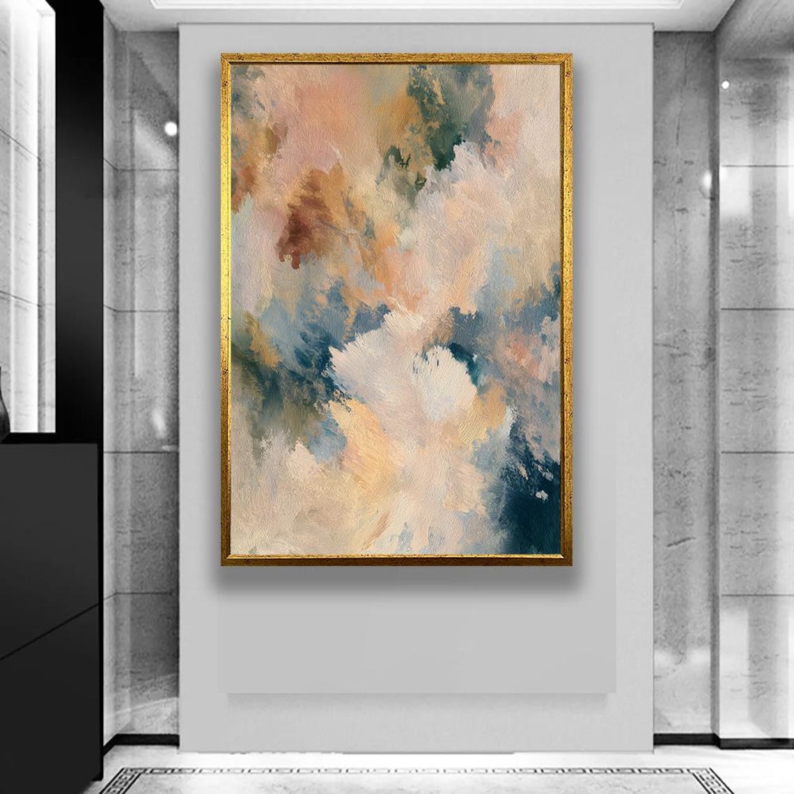 Abstract Impressionist Canvas Soft Neutral Wall Art For Modern Home Decor