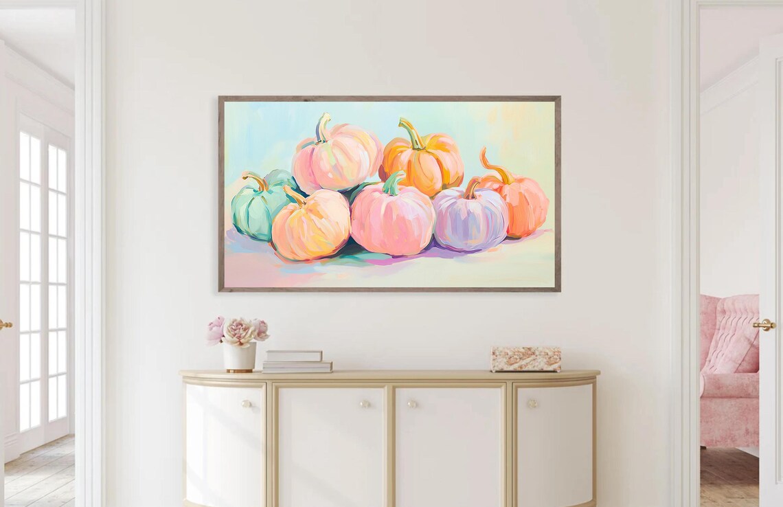 Pastel Pumpkin Painting, Halloween Thanksgiving Art Print - Image 3