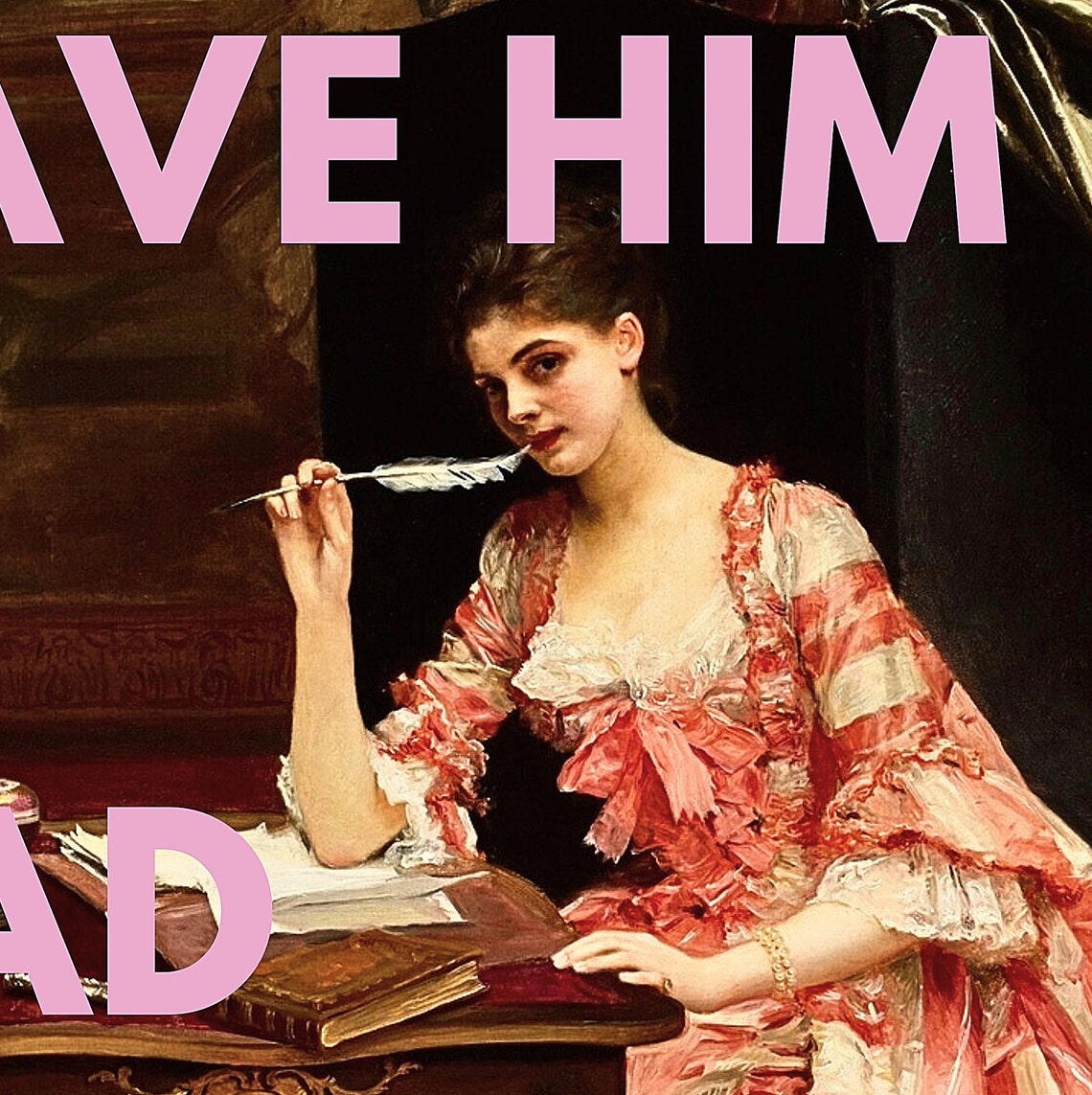 Leave Him On Read Pink Text Rococo Lady Coquette Wall Art Poster - Image 2