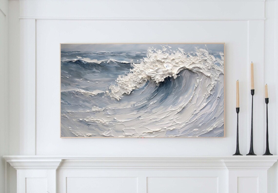 Ocean Waves Seascape Tv Coastal Art Poster - Image 4