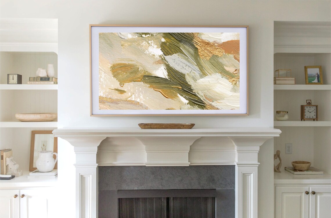 Abstract Spring Art, Green Gold Minimalist Art Print - Image 2