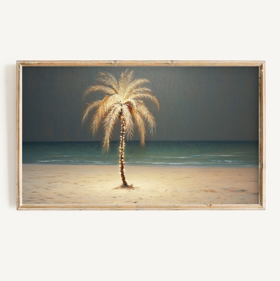 Tropical Christmas Palm Tree Lights Art Print