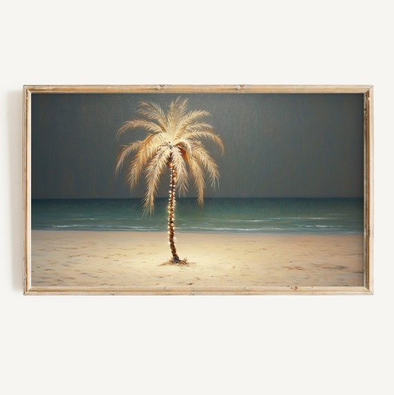 Tropical Christmas Palm Tree Lights Art Print