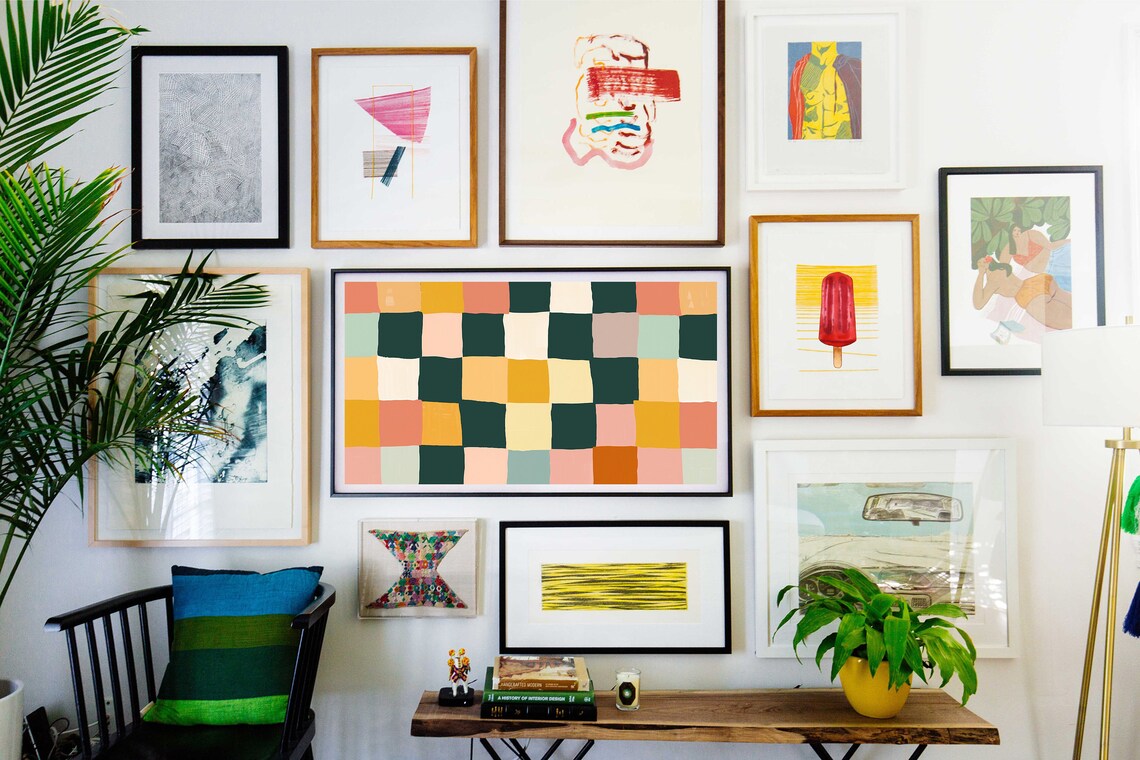 Colorful Checkered Spring Summer Art Print - Image 4