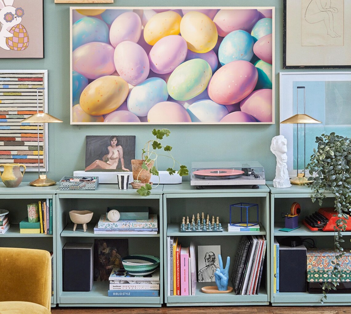 Pastel Easter Egg Painting, Colorful Spring Backdrop - Image 4
