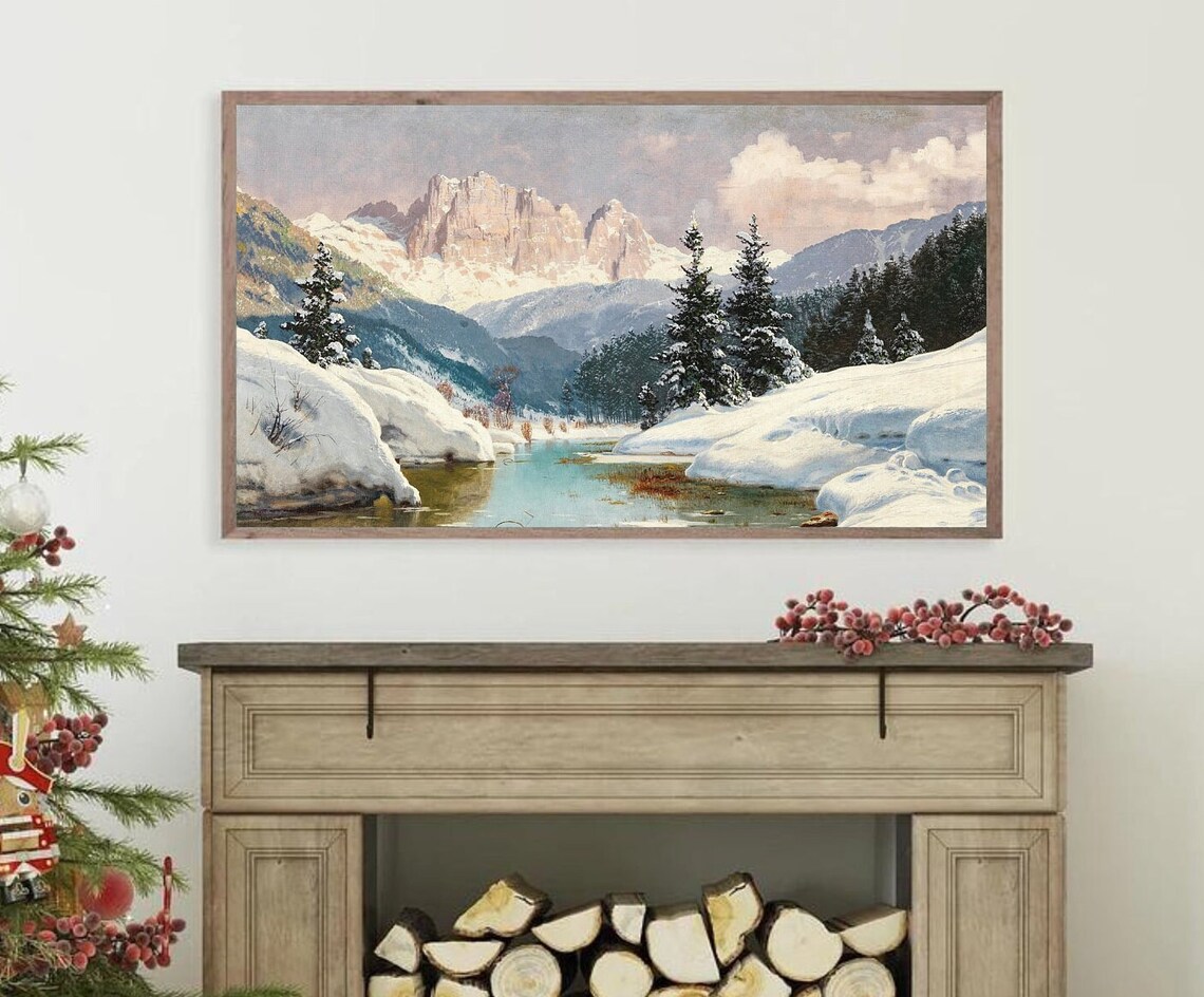 Vintage Winter Snow Landscape Travel Poster - Image 2