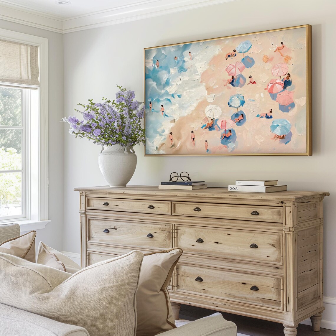 Summer Beach Abstract Art Print, Pastel Textured - Image 3