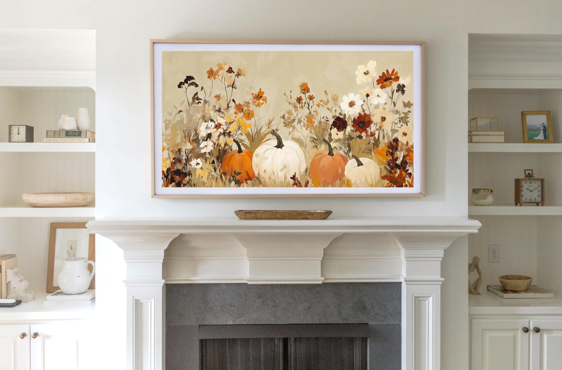 Fall Pumpkin Wildflower Painting, Autumn Floral Art Print - Image 2