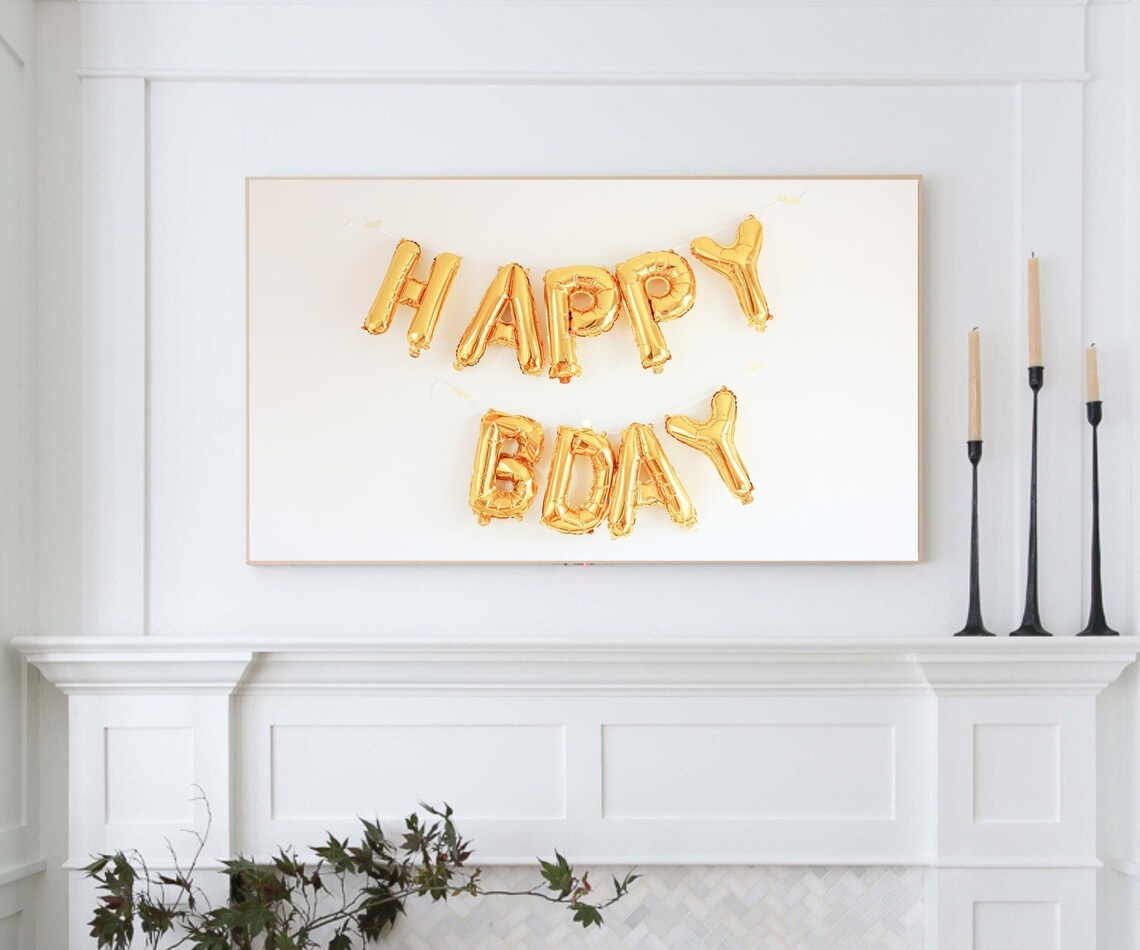 Happy Birthday Gold Foil Balloon Letters Party Celebration Wall Poster - Image 3