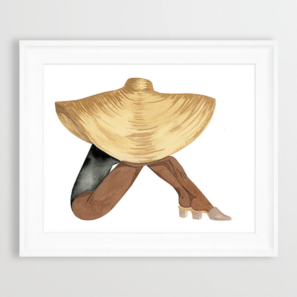 Sabina Fenn Tropical Beach Lady Watercolor Art Print
