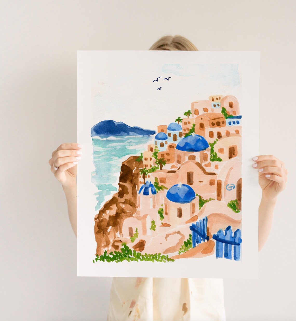Santorini Greece Travel Poster, Coastal Wall Art - Image 3