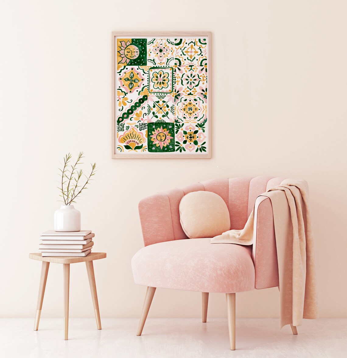 Talavera Tiles Art Print, Boho Mexican Wall Decor - Image 2