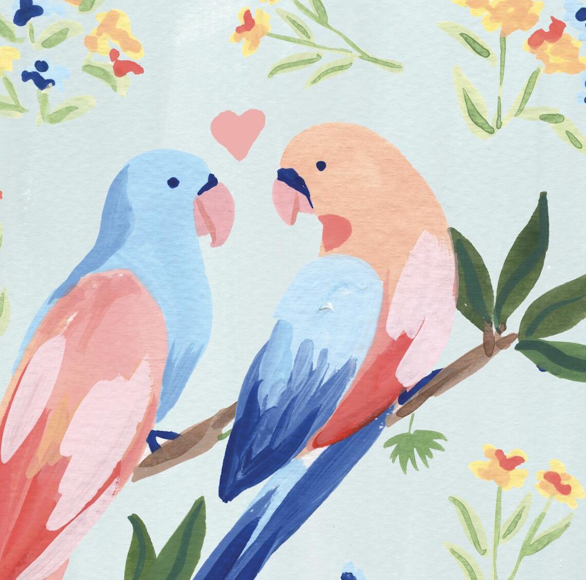 Love Birds Print, Cute Valentine Wall Art - Image 2