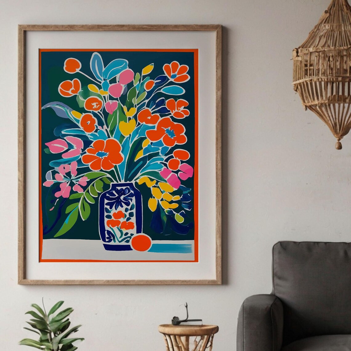 Colorful Flower Vase Botanical Floral Art Print