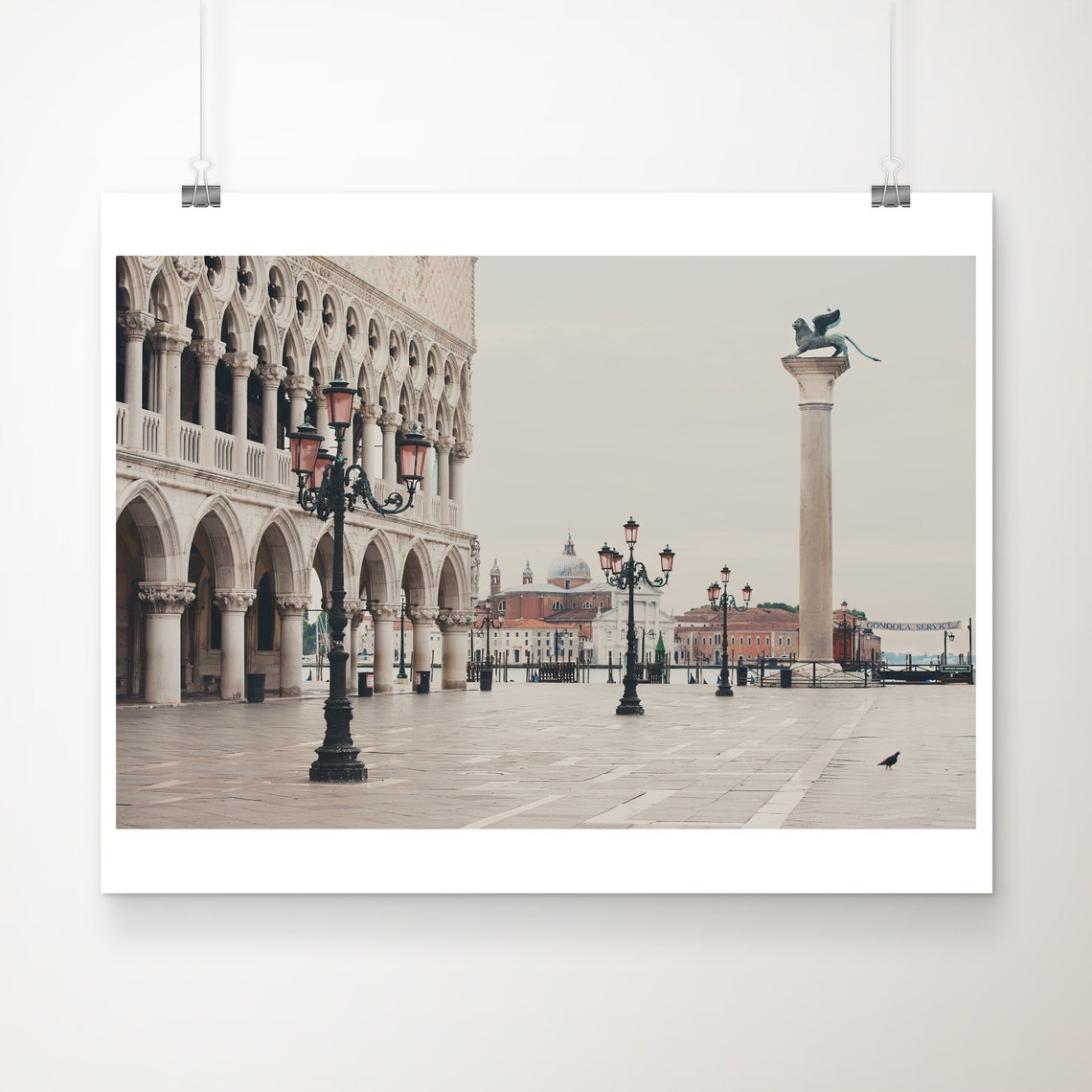 Venice St Marks Square Doges Palace Lion Column Morning Italy Print