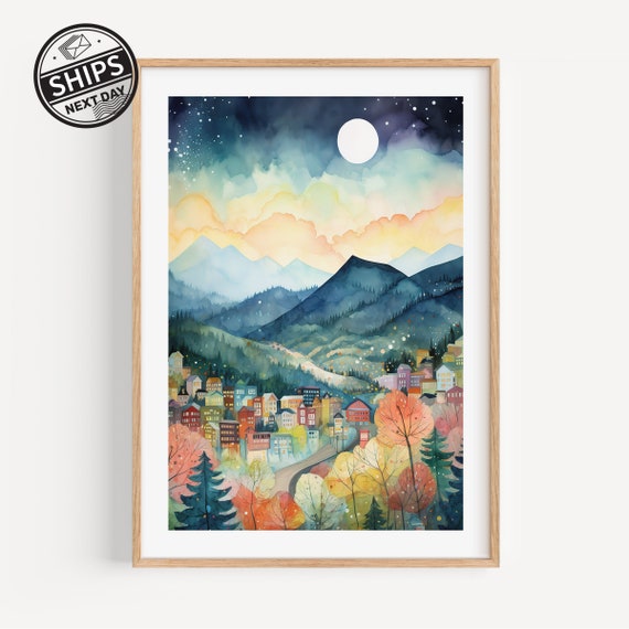 Gatlinburg Tennessee Watercolor City Illustration Art Print