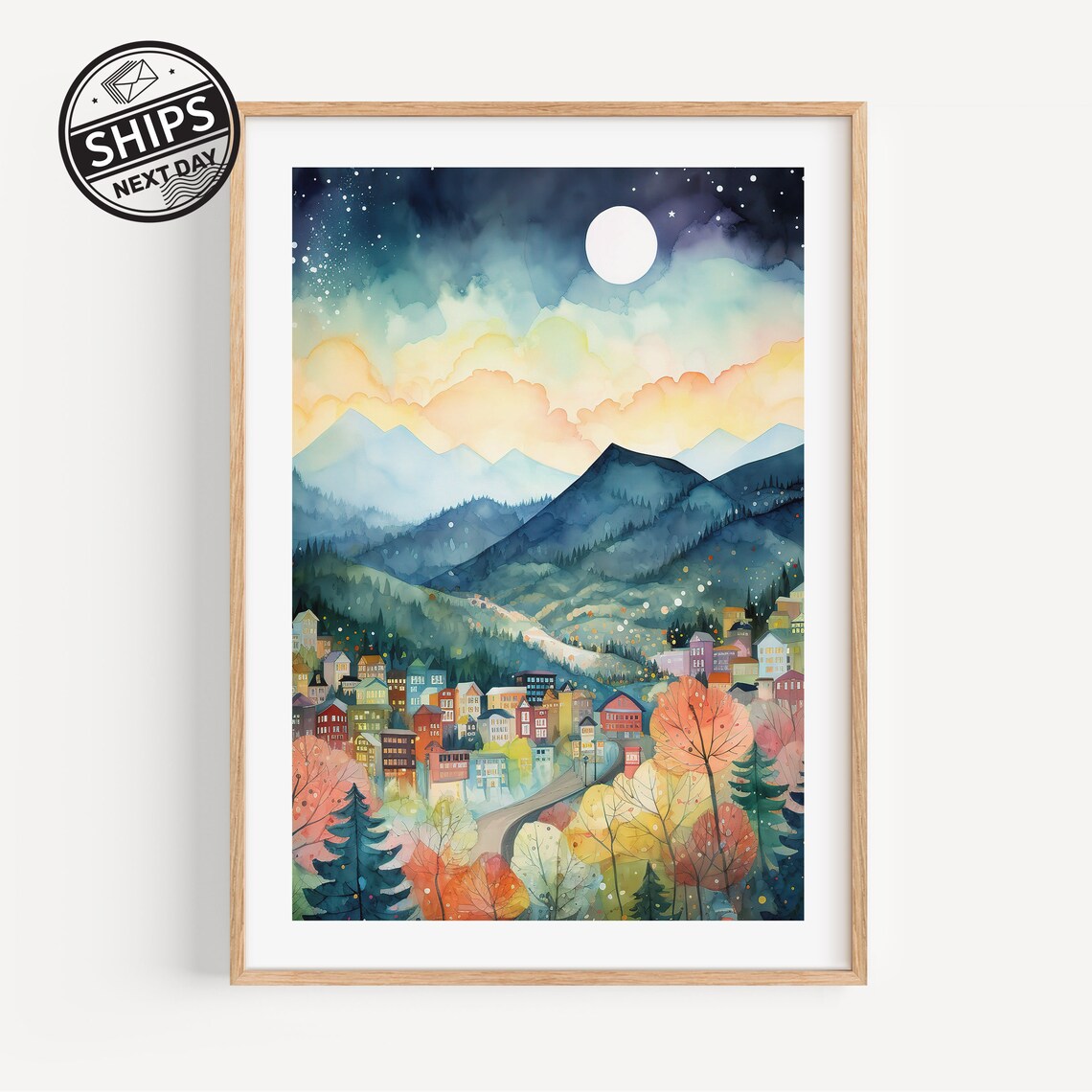 Gatlinburg Tennessee Watercolor City Illustration Art Print