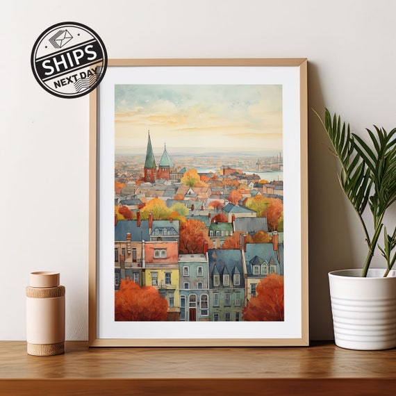 Dublin Watercolor Poster Print, Ireland Travel Decor