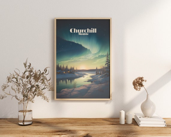 Poster Churchill Print Manitoba Travel Aurora Boreal Nature Views White Bear Art Wall Decor Adventure Gifts