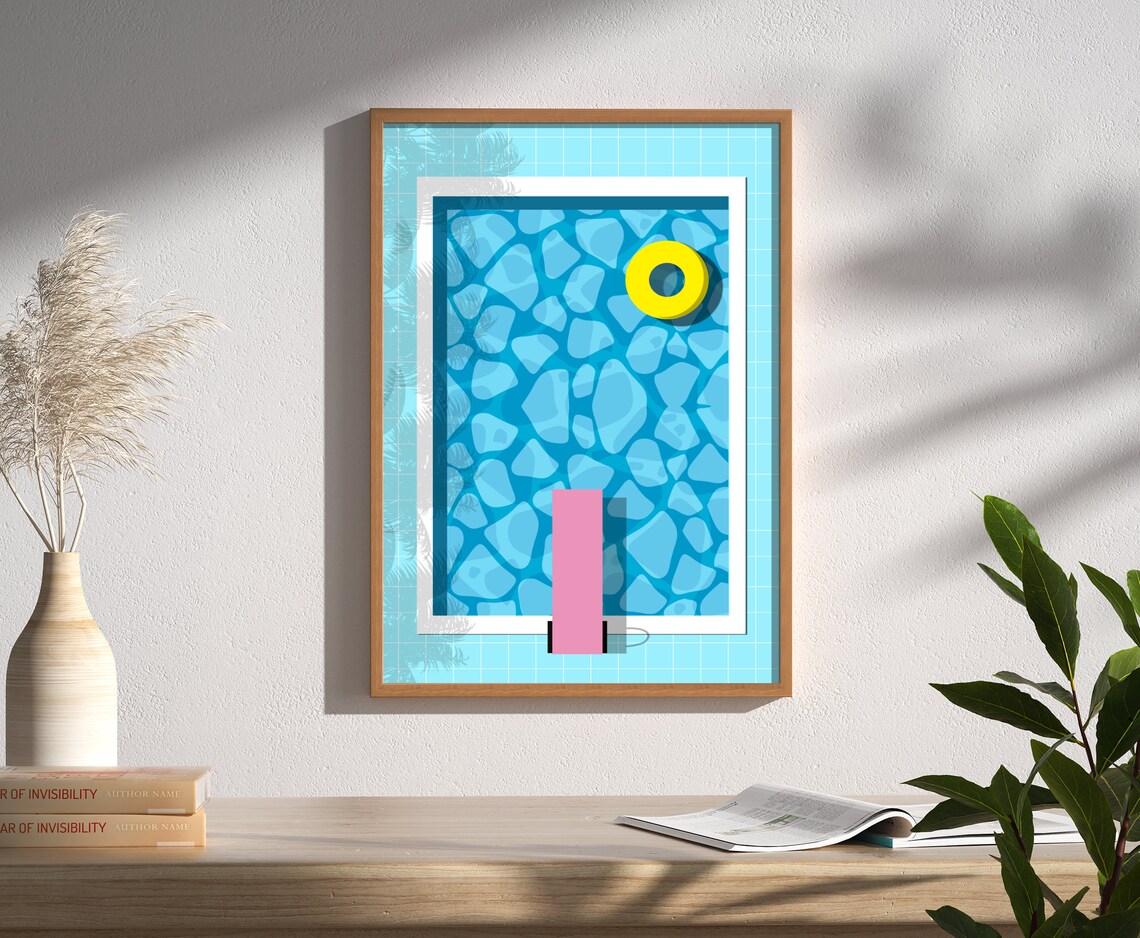Blue Swimming Pool Print, Summer Pool Art - Image 2