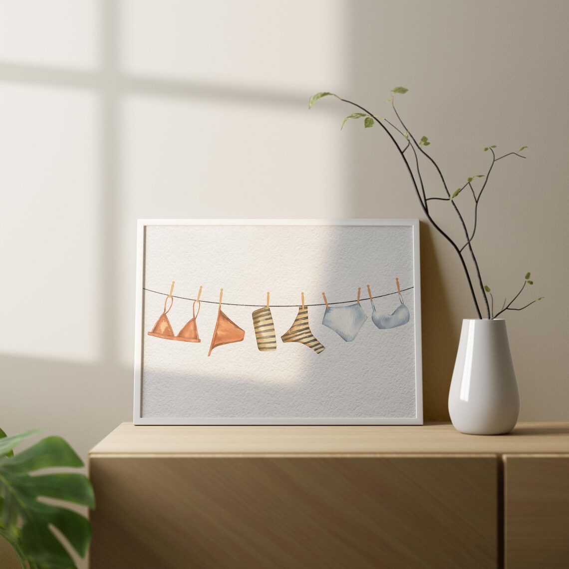Bathing Suits Clothesline Vintage Beach Bathroom Art Print - Image 4