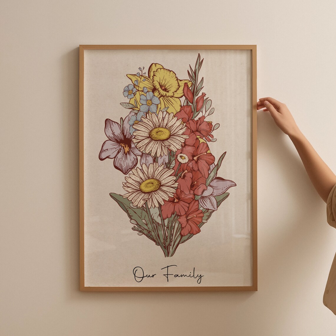 Personalized Grandma Birth Month Flower Garden Art Print