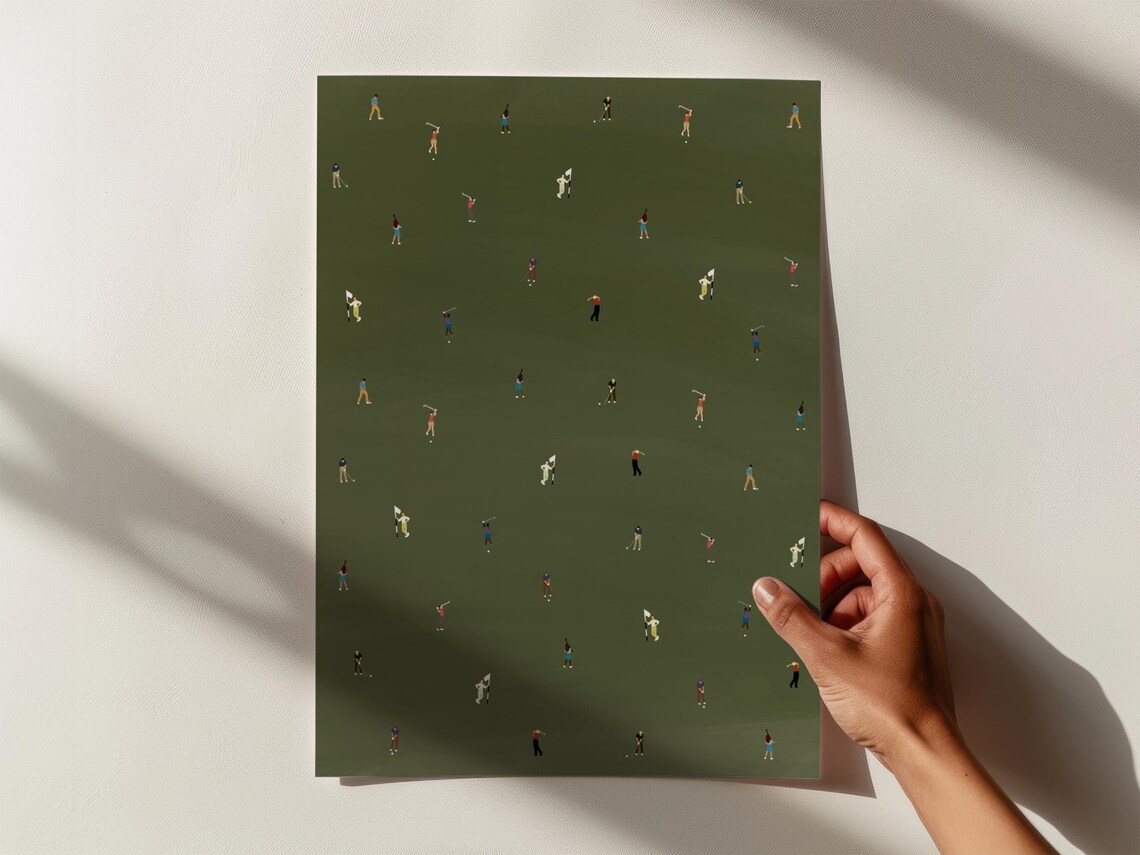 Tiny Golfers Minimalist People Art Poster, Modern Office Decor - Image 3