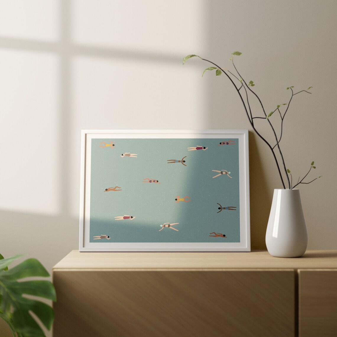 Tiny People In Swimming Pool Minimalist Art Print - Image 2