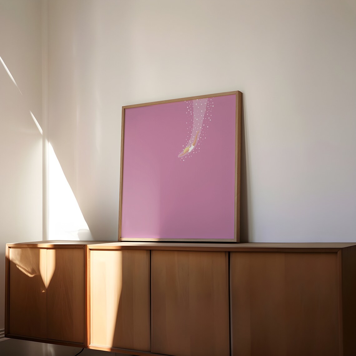 Woman Diving Bold Pink Minimalist Abstract Swim Art Statement Poster - Image 2