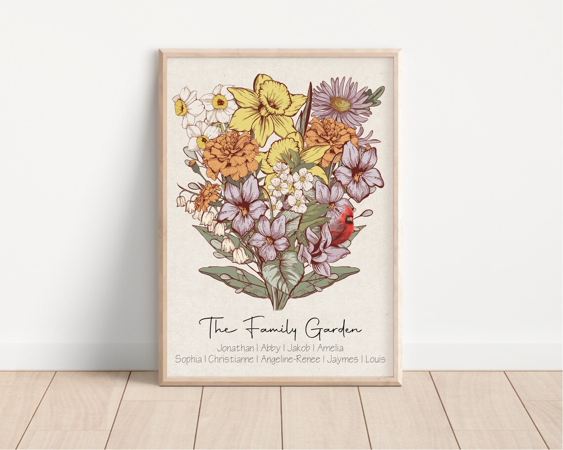 Our Family Birth Flower Bouquet, Grandma's Garden Art Print - Image 2