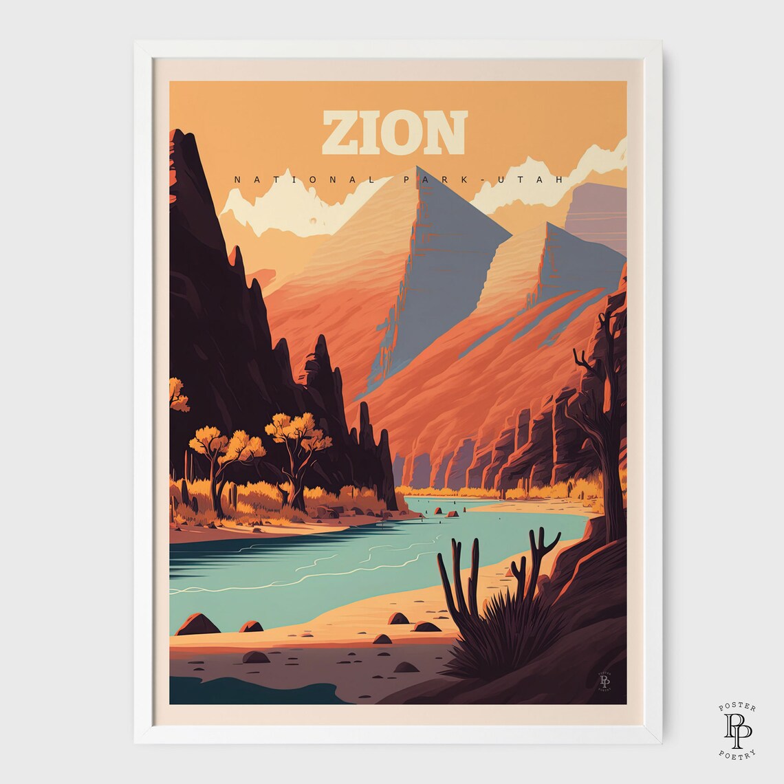 Zion National Park Retro Travel Poster Art Print - Image 4