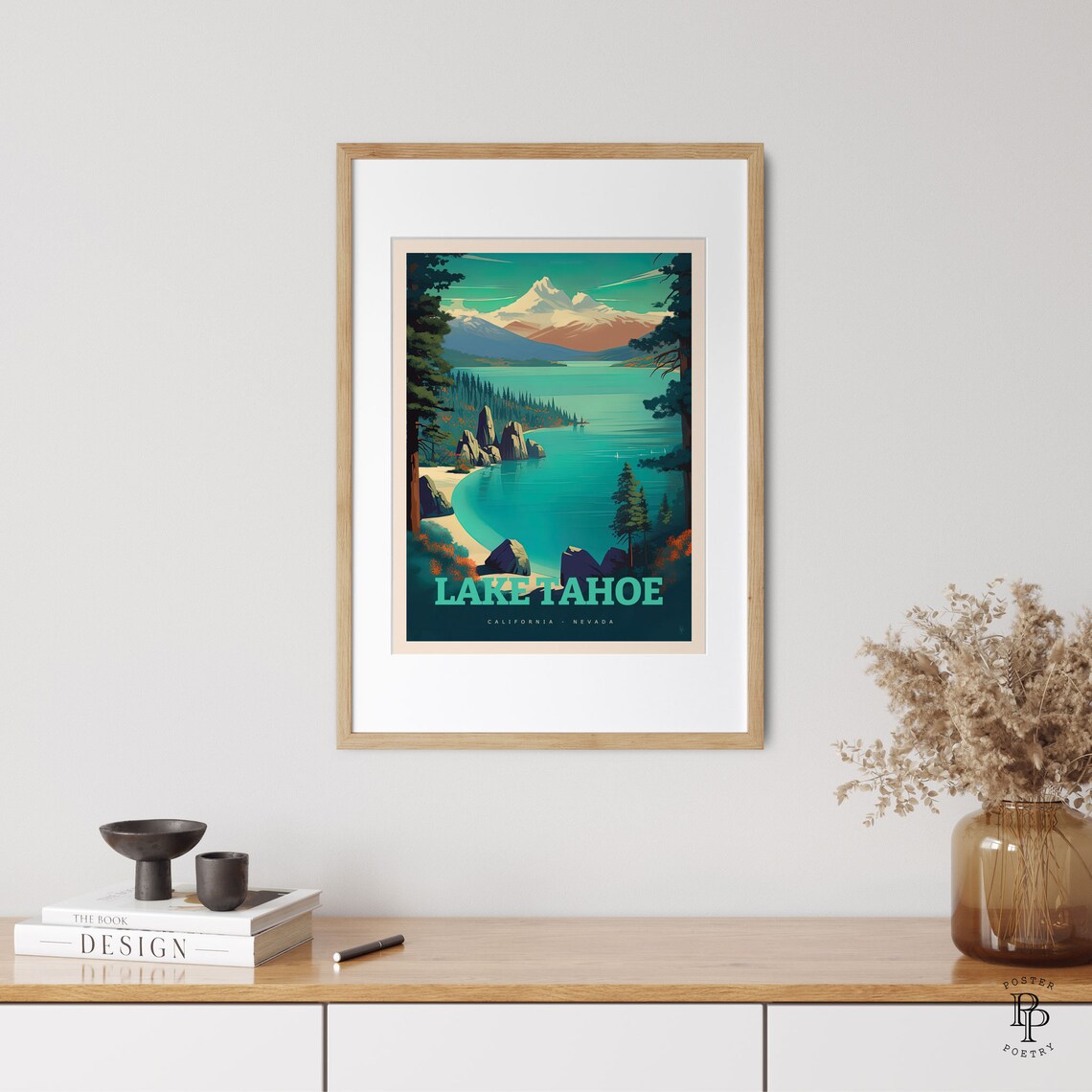 Lake Tahoe Travel Poster, Lake and Mountain View - Image 3