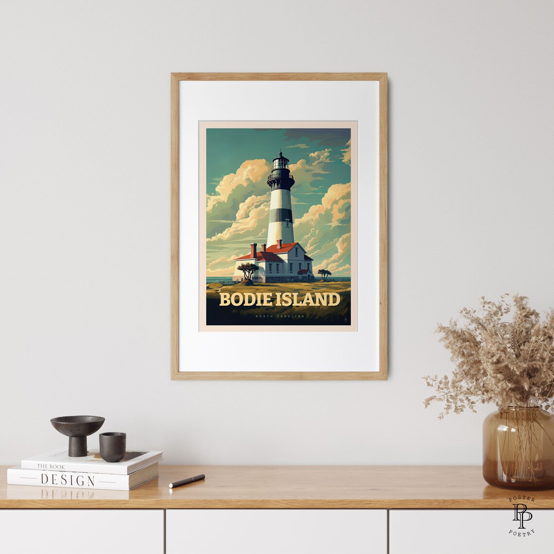 Bodie Island North Carolina Travel Poster, Trendy - Image 3