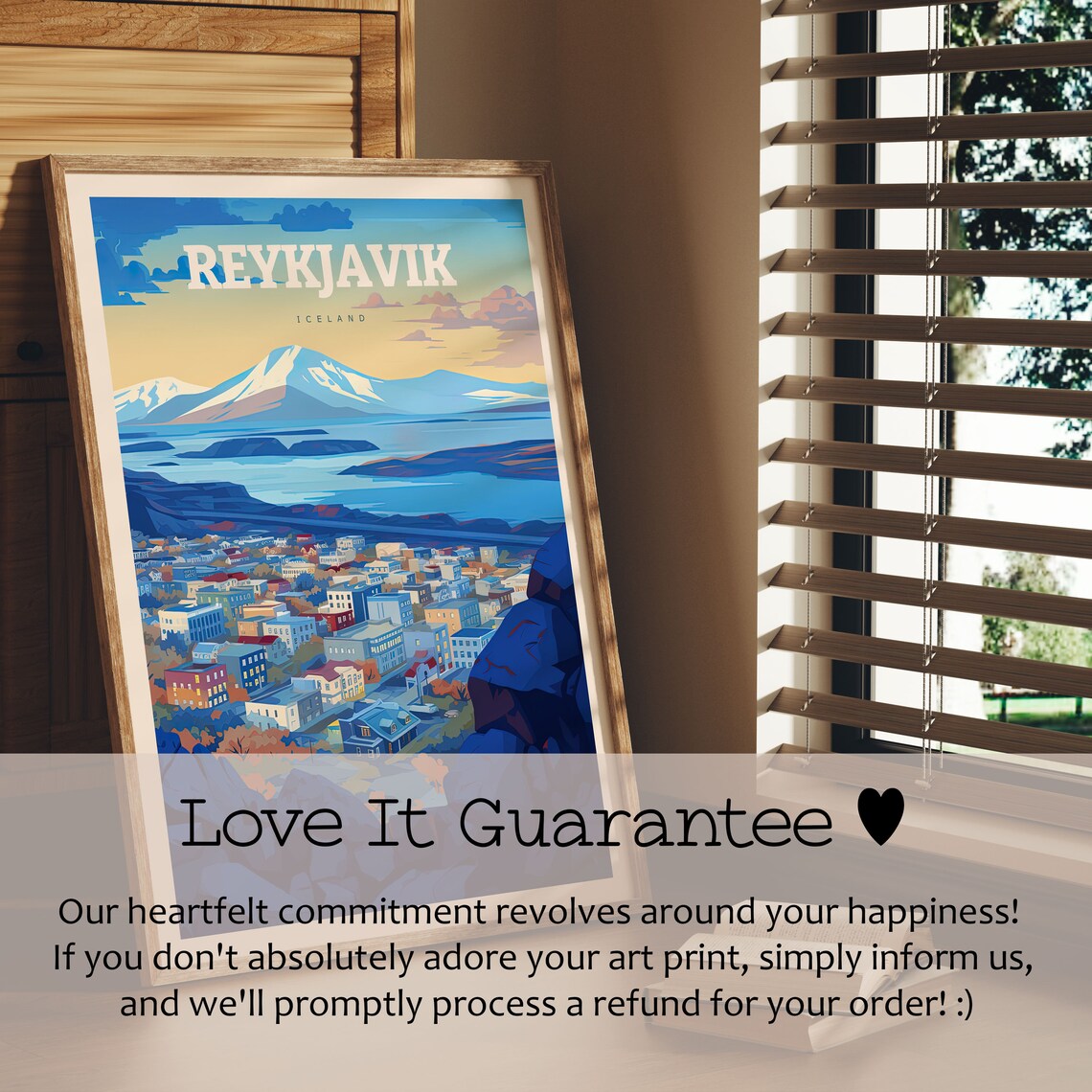 Reykjavik Iceland City Harbor Mountain View Panoramic Travel Poster - Image 3